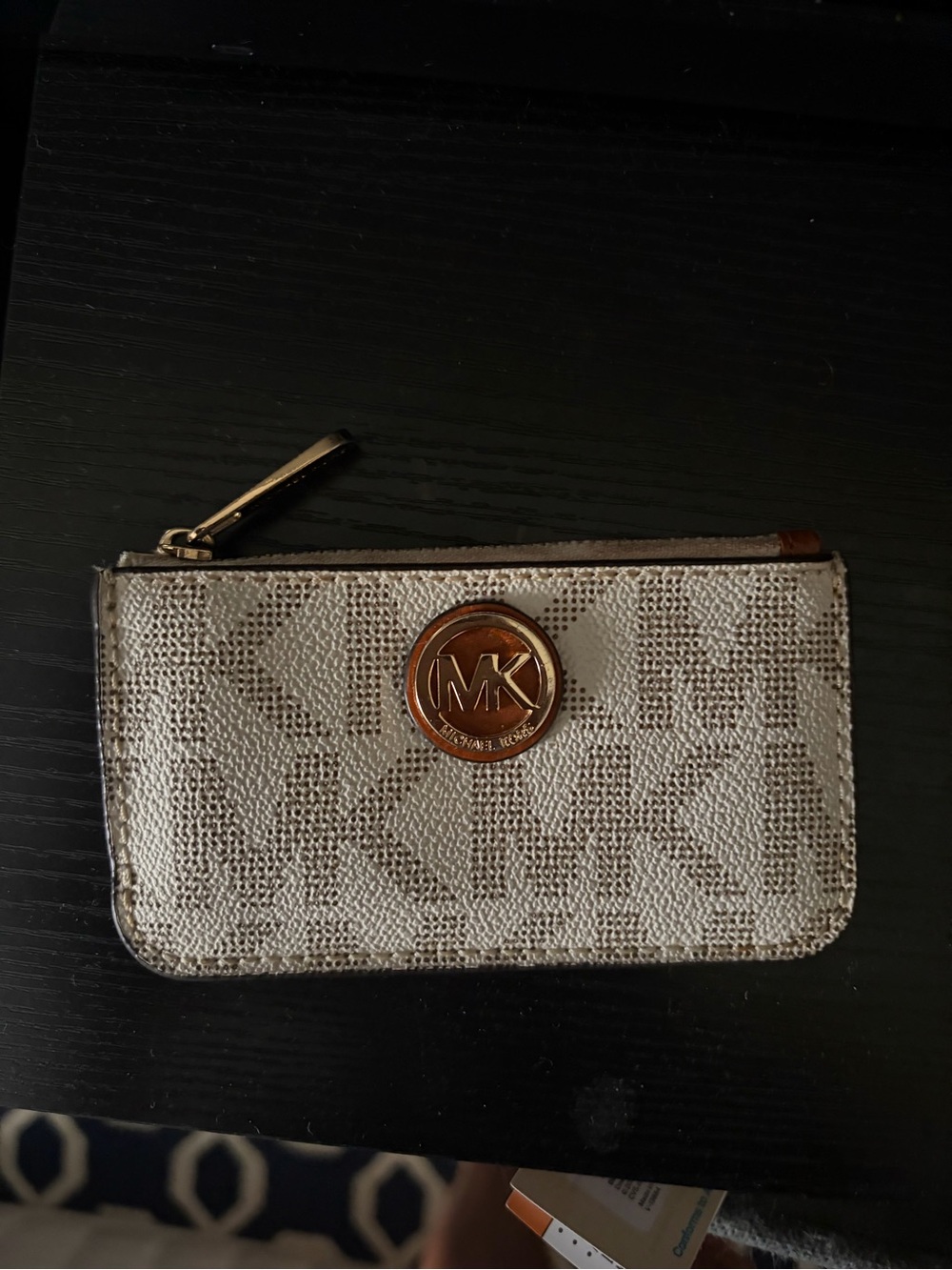 Michael Kors gold MK Logo Zip Card Wallet
